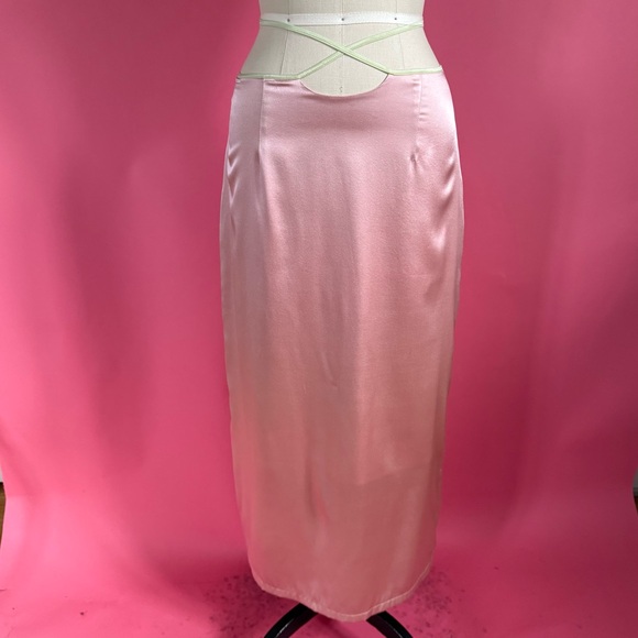 Hansen & Gretel Sleek SILK Charmeuse Spaghetti Waist Tie Silky Maxi Skirt S - Picture 1 of 13